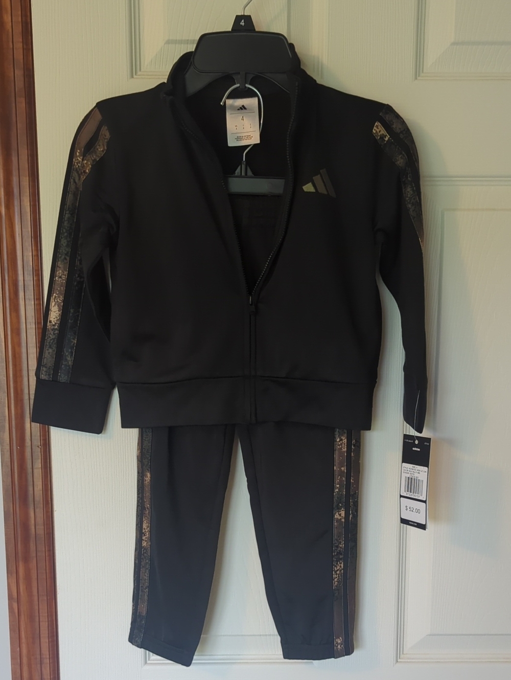 adidas Kids Black Track Jacket and Pants Set with Gold Accents